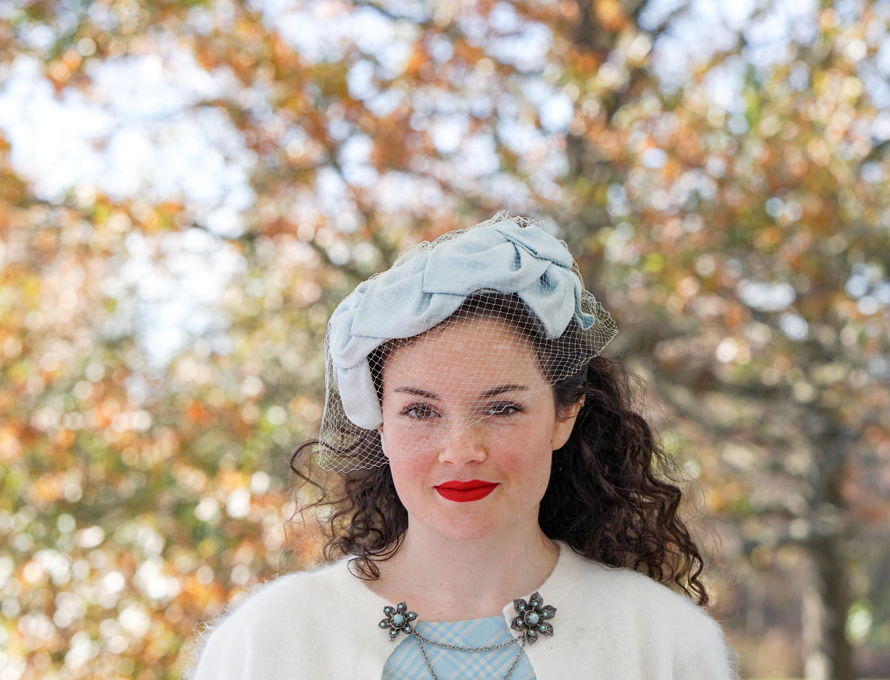 Vintage Phyllis Navy Bow Veil Hat Womens Size 22 Classic 1950s Netting & Shine E Net Original 1950s Vintage Hats for Women for sale | eBay main image 2