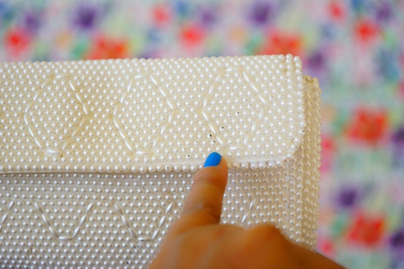 Vintage 1950s Pearl Purse/ Vintage Beaded Clutch/… - image 10