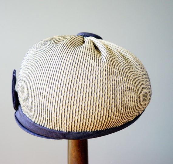 Vintage Stripe Straw Tam Hat, Vintage Beret Hat, … - image 6