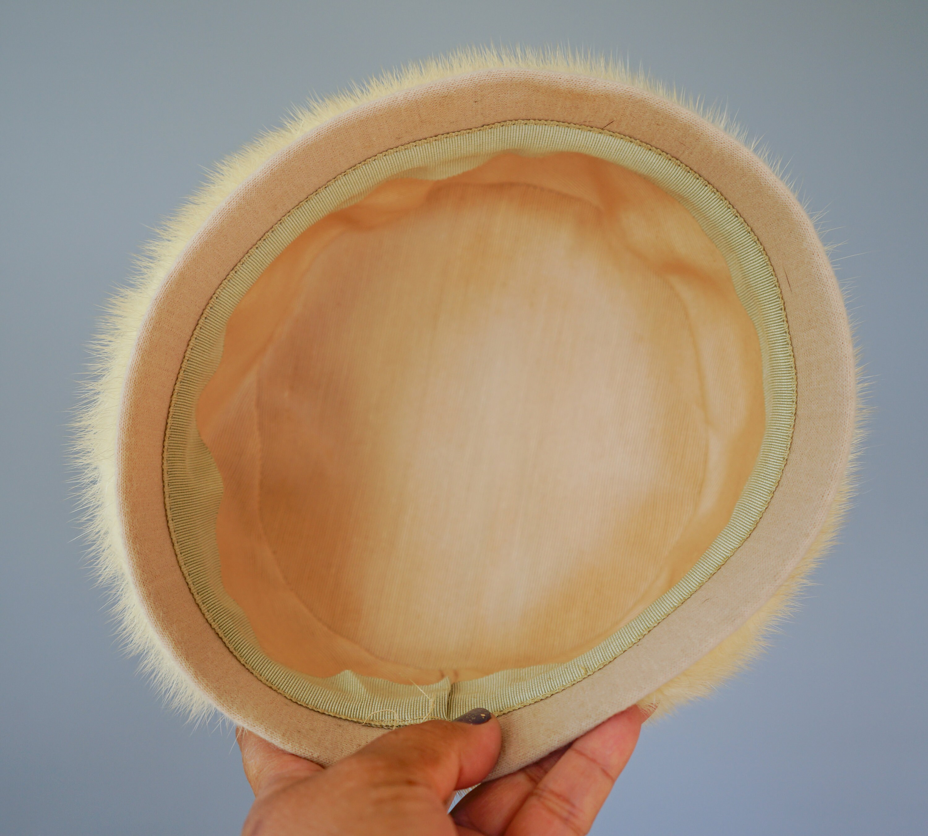 Vintage Mink Fur Pillbox Hat With Hatbox, Cossack Hat 