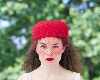 Vintage Plaid Pillbox Hat, 1950s-60s Hat, Vintage Hat  display picture 3
