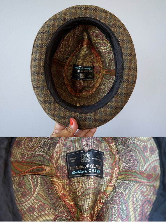 Vintage Wool Tweed Trilby Hat by Champ, Fedora Hat, Vintage Hat