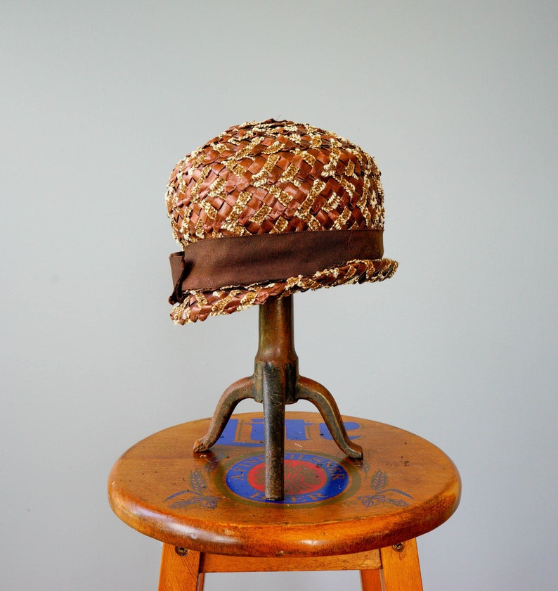 Tea Party Hat Vintage Straw Bucket Hat Summer Hat Cloche Hat Wedding Hat Mod Hat 1950s-1960s Hat Vintage Hat Vintage Millinery