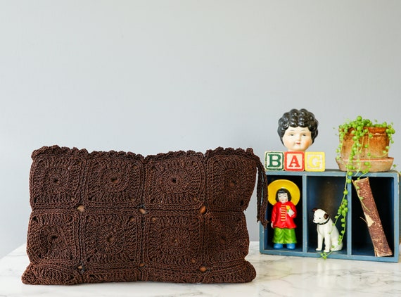 Vintage Crochet Corde Clutch Purse/ 1940s Purse/ C