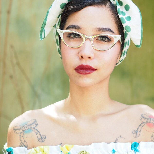 Vintage Eyeglasses Cat eye Frames glasses All Aluminium Frame Made in Usa By Victory Optical CHEAP!