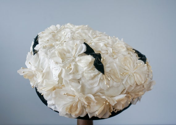 Vintage Floral Pillbox Hat, Vintage Hat, 1950s-60… - image 8