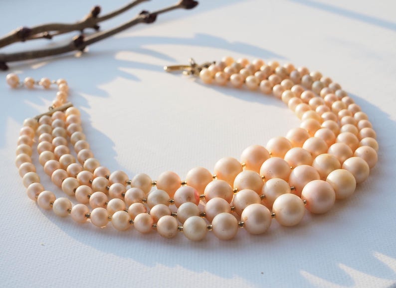 Vintage Faux Pearl Necklace/ Vintage Necklace/ 1950s Pearl/ 50s Necklace/ Retro Necklace/ Faux Pearl Necklace/ Multi Strand Pearl/ Jackie O image 5