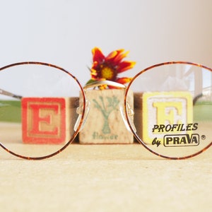 Vintage Eyeglasses 1990s/Glasses/New Old Stock/hipster/frames/ Gold tone semi round tortoiseshell enamel Made In Korea By Prava