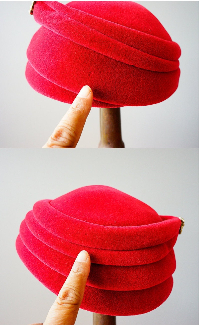 Tea Party Hat Vintage Hat Vintage Millinery Wedding Hat Vintage Red Pillbox Hat Made in France 1950s-1960s Hat Kentucky Derby Hat