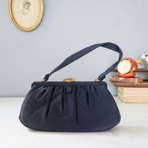 Vintage Broadcloth Top Handle Purse/ 1950s-60s Purse/ Vintage Woman Bag/ Evening Bags/ Retro MCM Bag/ Old Hollywood Glam Bag/ Wedding Bag