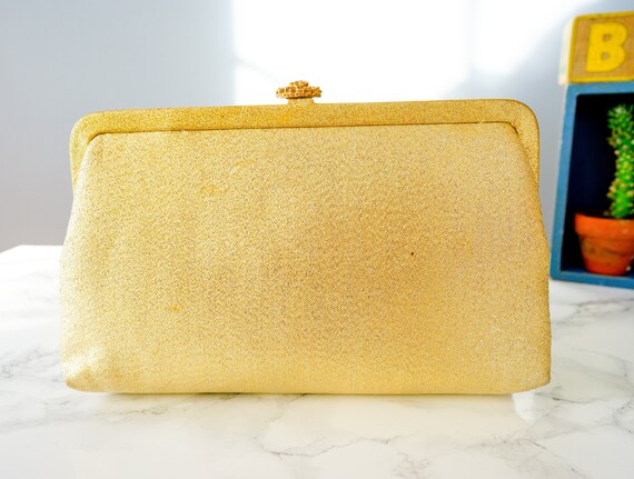 Vintage Lame Fabric Clutch Purse/ 1950s-60s Purse… - image 8