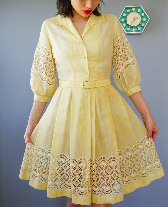 Vintage 1950s Embroidery Dress Size S, Vintage Dr… - image 2