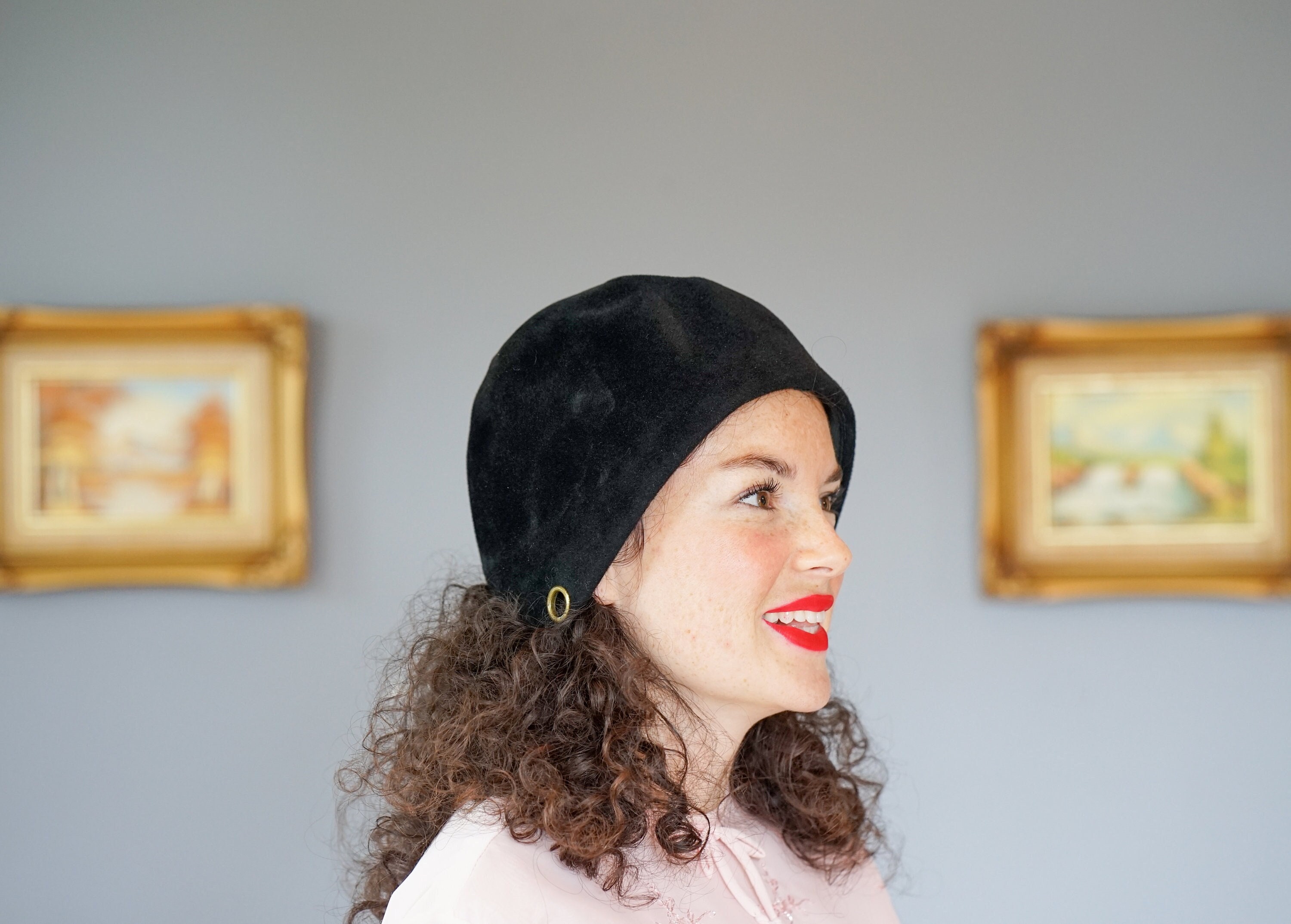 Vintage Fur Felt Cloche Hat, 1950s-1960s Midcentury Retro 