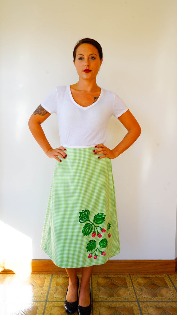 Free Shipping! Vintage Gingham Wrapped Skirt, Han… - image 6