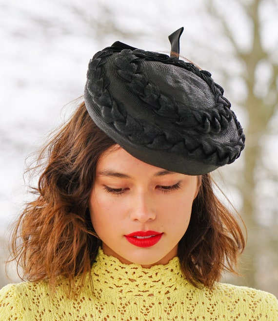 Vintage Straw Pillbox Hat, 1950s-60s Hat, Vintage… - image 3