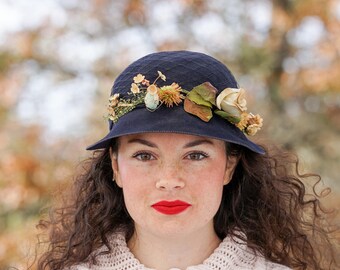 Vintage Floral Half Hat, Easter Bonnet, 1940s-50s Hat  display picture 3