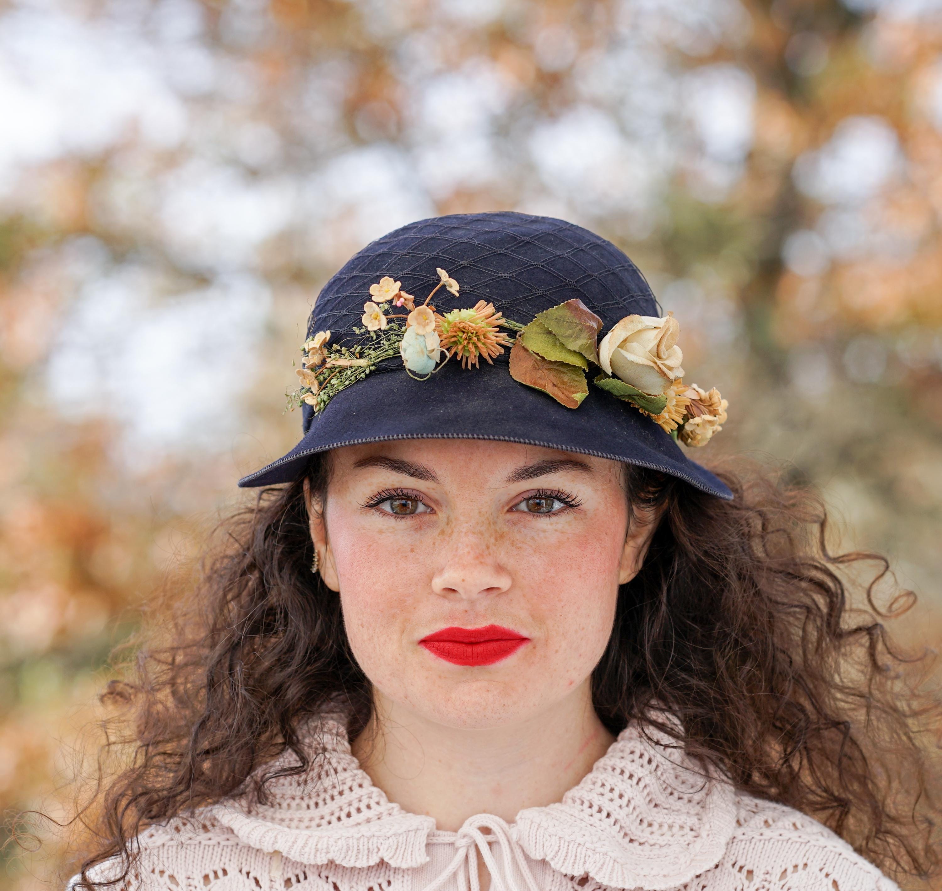 vintage 1940s Floral Beige Sun Hat P1220716__98281.1754430353.JPG?c=2 main image 3