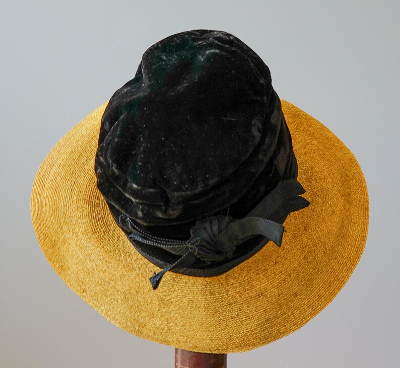 Vintage Straw Boater Hat, 1930s-1940s Hat, Vintage Hat, Vintage Women Hat, Sun Hat, Summer Hat, Kentucky Derby Hat, Vintage Wide Brim Hat image 7