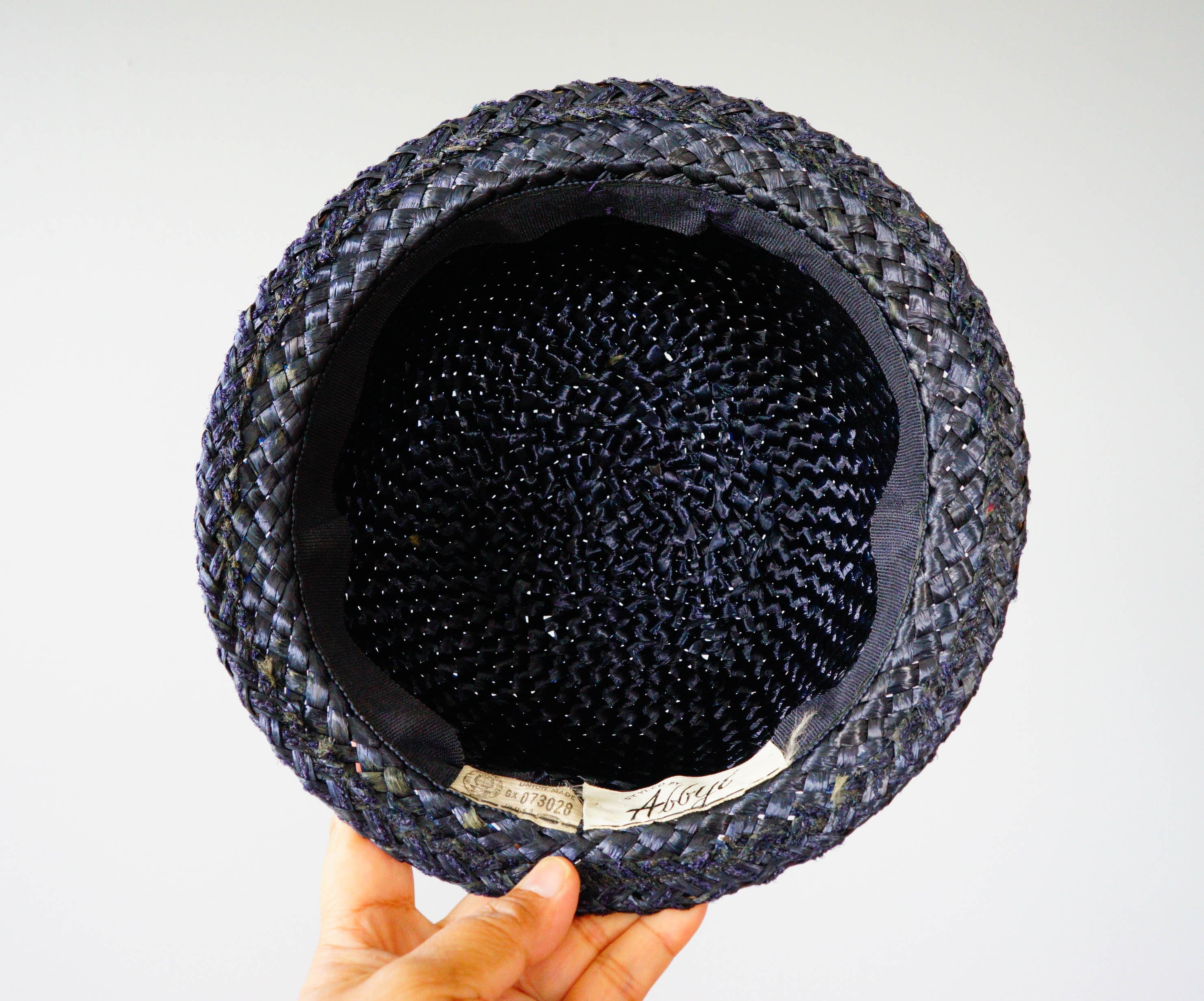 Vintage Codette Originals Black Straw Cloche Hat Bowler 1950s 1960s Size 6 3/4 il_fullxfull.2011015307_f9tp.jpg main image 2