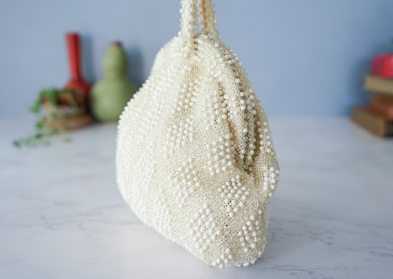 Vintage Lumered Corde Bead wristlet Purse/ Candy … - image 7