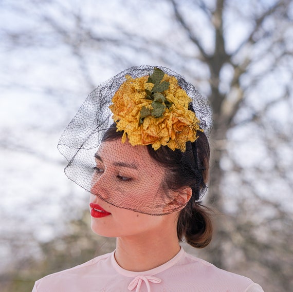 Vintage Floral Tilt Fascinator Hat, Tilt Topper H… - image 2