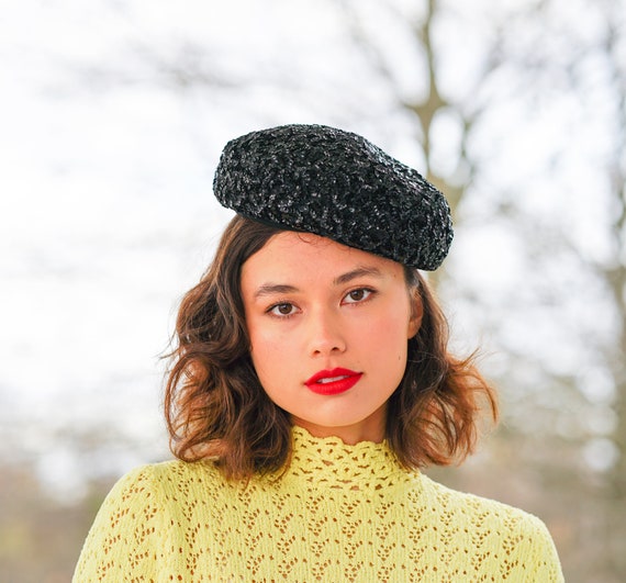 Vintage Sequin Beret Hat, Tam Hat, Vintage Hat, 1950s-60s  display picture 1