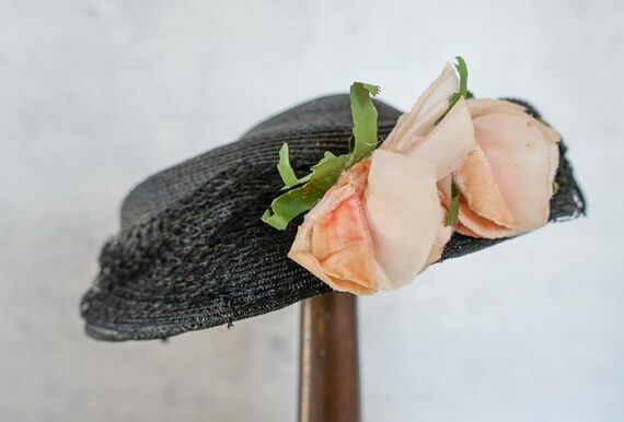 Vintage Floral Straw Half Hat, 1950s Hat, Vintage… - image 6