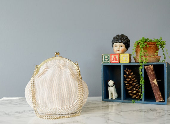 Vintage Bead Frame Purse/ 1980s Purse/ Vintage Pur
