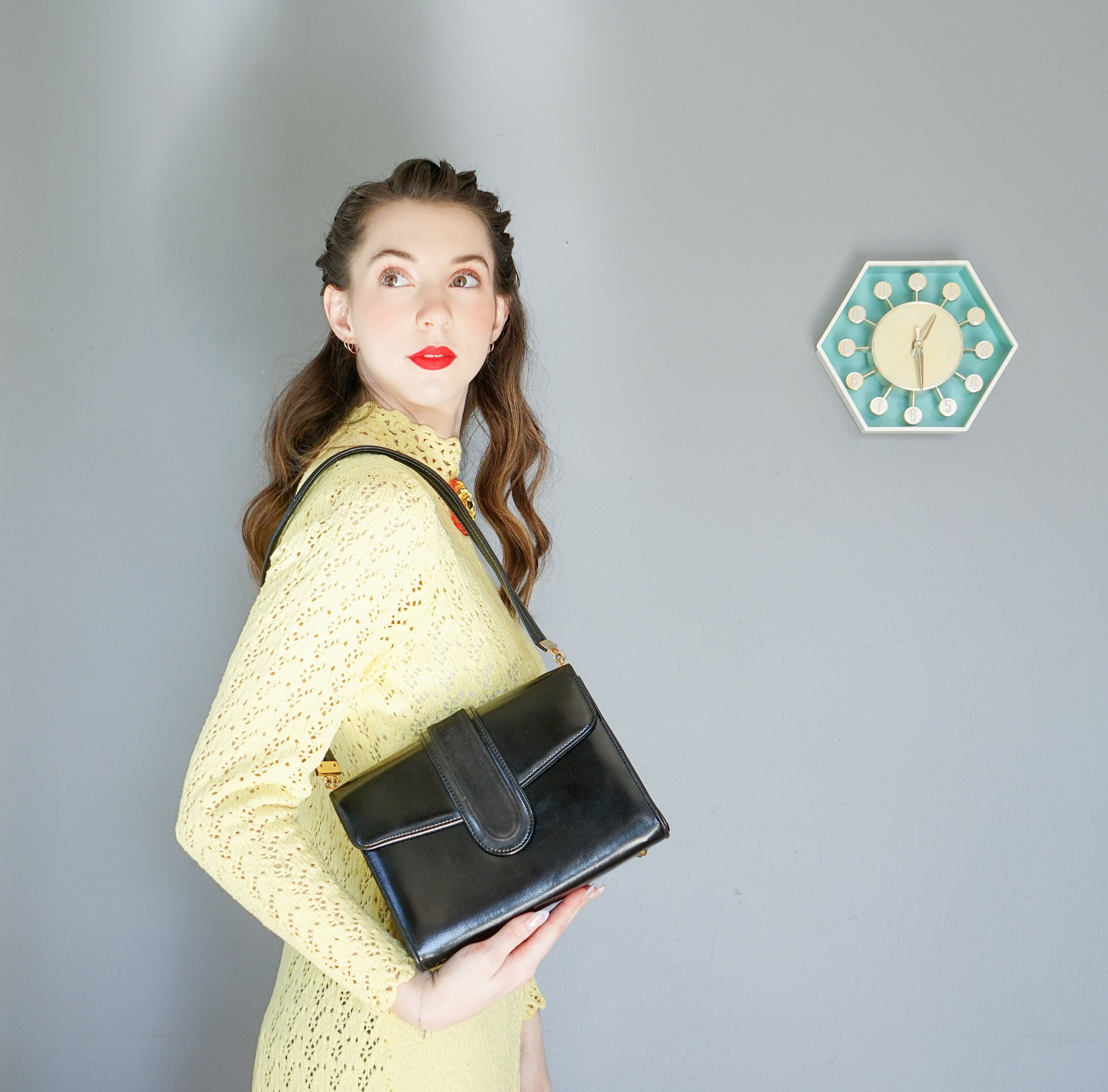 50s 60s ショルダーバッグ ヴィンテージ ヴィンテージ レザー エンベロープ ショルダーバッグ / 1950