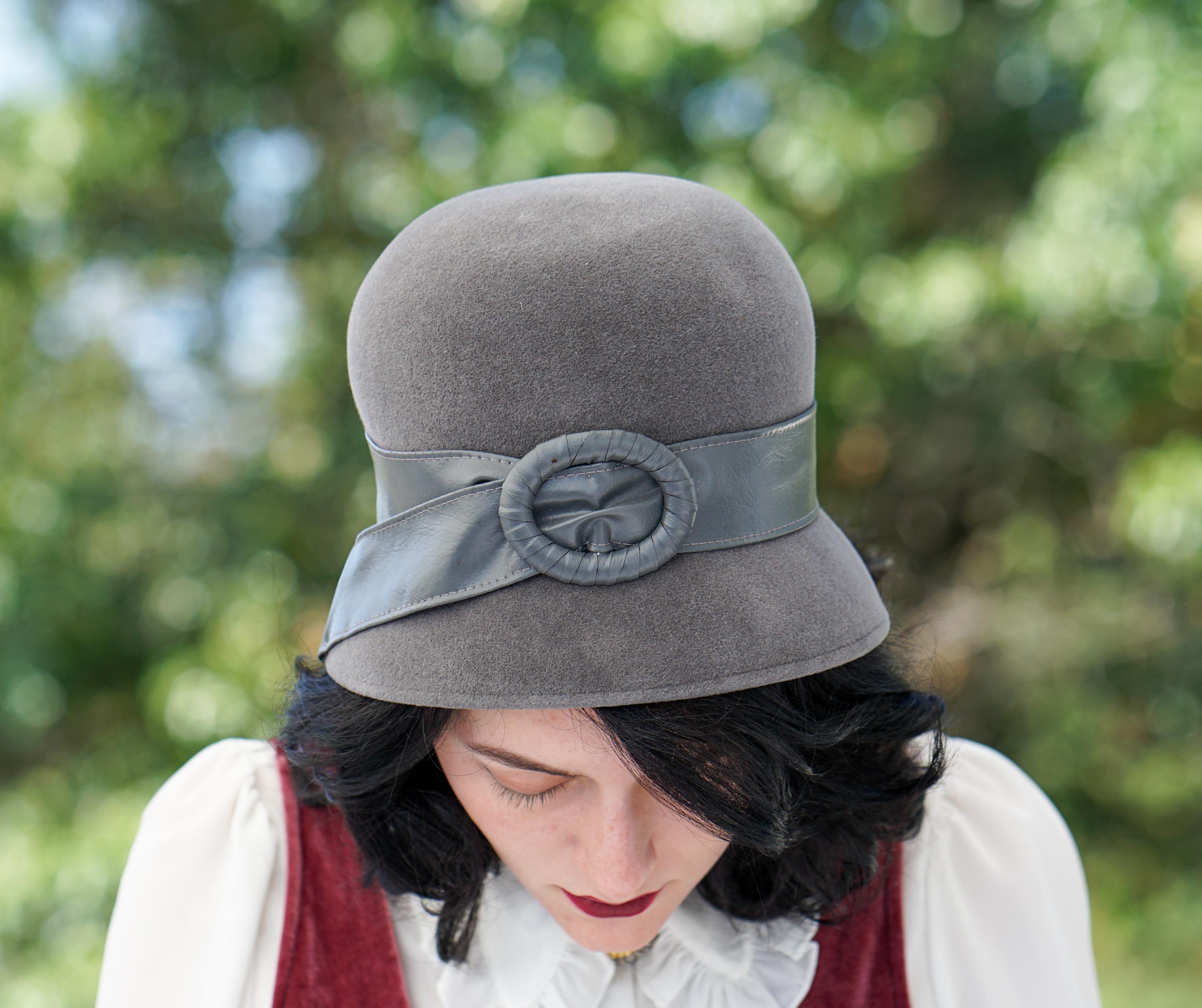 Women\'s Grey Vintage Felt Cloche inter Floral Fedora Imported Bucket Hat Womens Cloche Bowler Hat Fedora Church Hat Foldable Bucket  main image 3