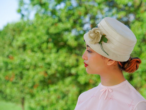 Vintage Floral Bucket Hat, 1950s-60s Hat, Cloche … - image 3