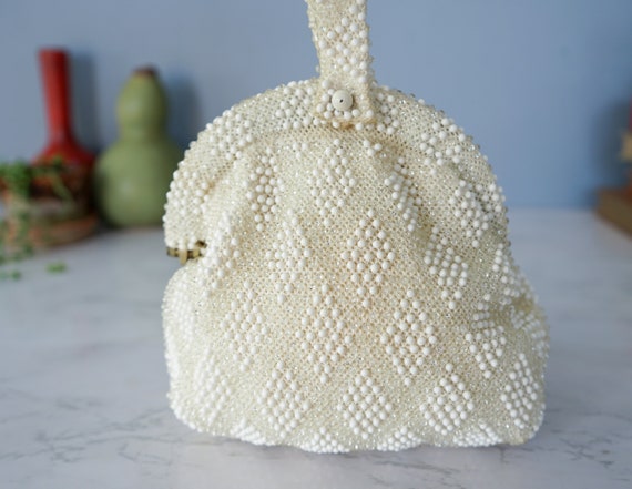 Vintage Lumered Corde Bead wristlet Purse/ Candy … - image 6