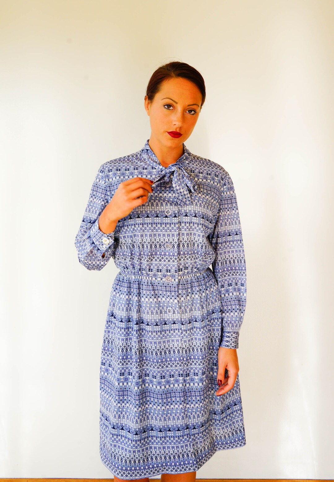 Vintage Geometric Print Dress