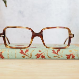 Vintage eyeglasses 1970&#39;s Frames/eyeglass/hipster/Multicolor Rectangular shape Brow and clear tone by rivera made in italy