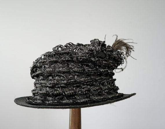 Antique Edwardian Straw Feather Hat/ 1900s-1910s … - image 5