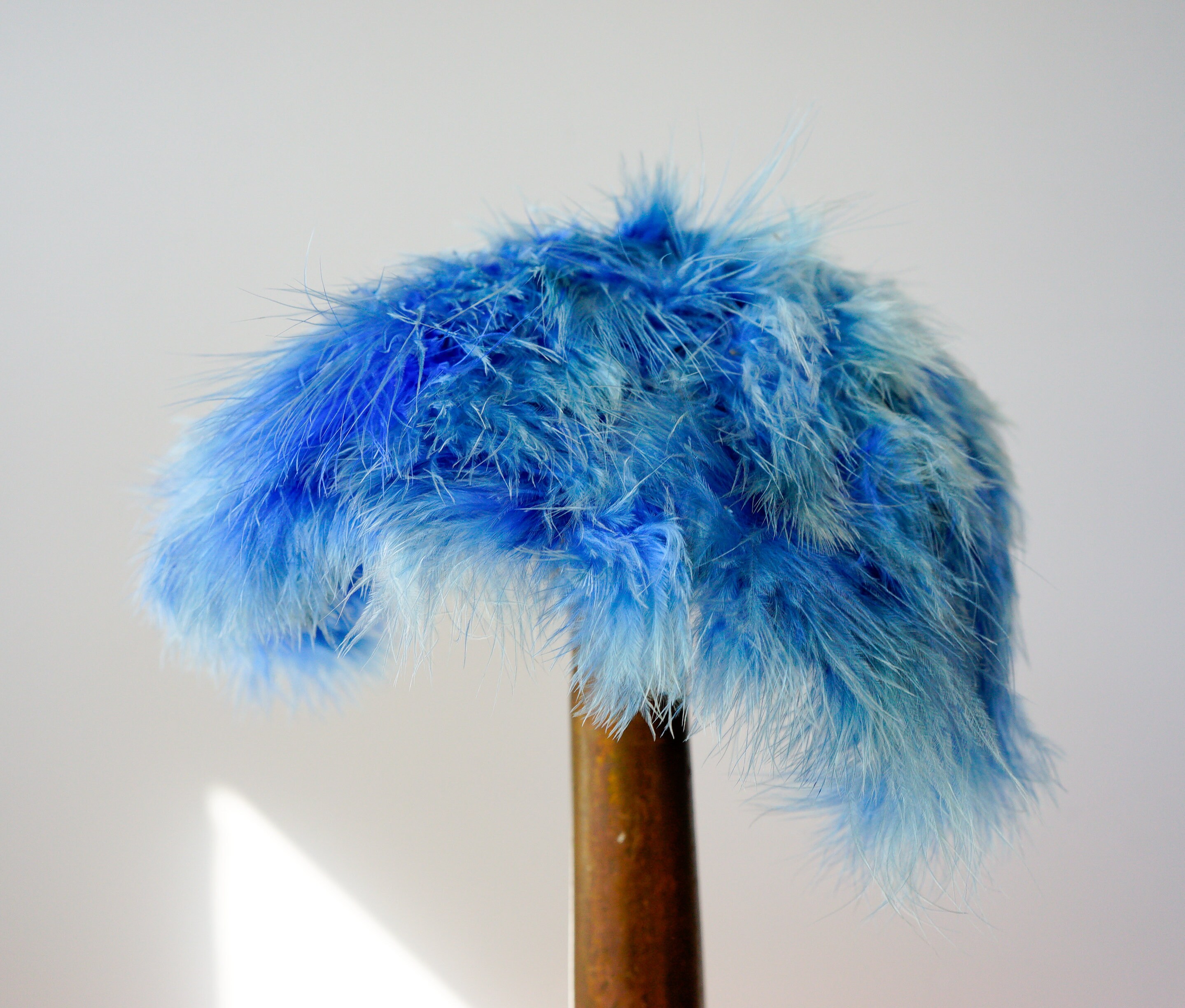 Vintage Cocktail Hat + HATBOX Feather Casque Vibrant Blue Feathers - 50s Vintage Blue Feather Headband Hat, Casque Hat, Vintage Hat  main image 2