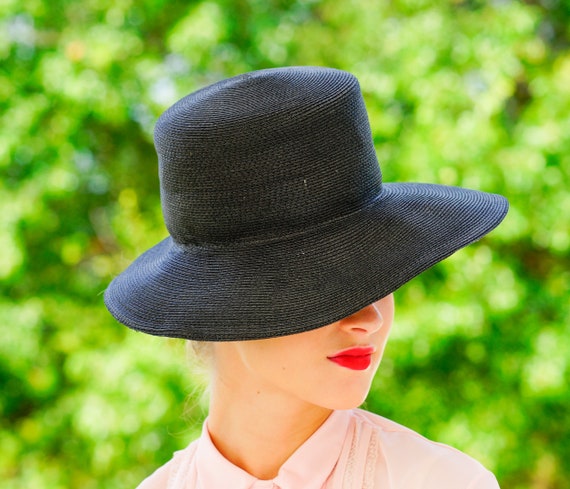 Vintage Straw Boater Hat, Floppy Hat, 1960s Hat, … - image 4