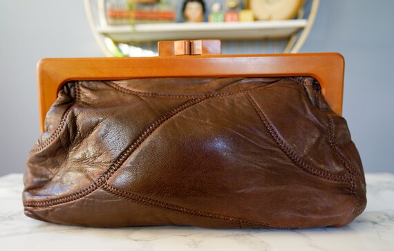 Vintage Patchwork Leather Clutch/ 1970s Bag/ Vint… - image 6