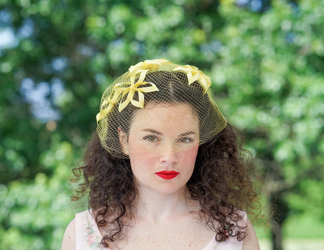 Vintage Floral Veil, Vintage Whimsy Hat, Vintage Hat, 1950s  display picture 1