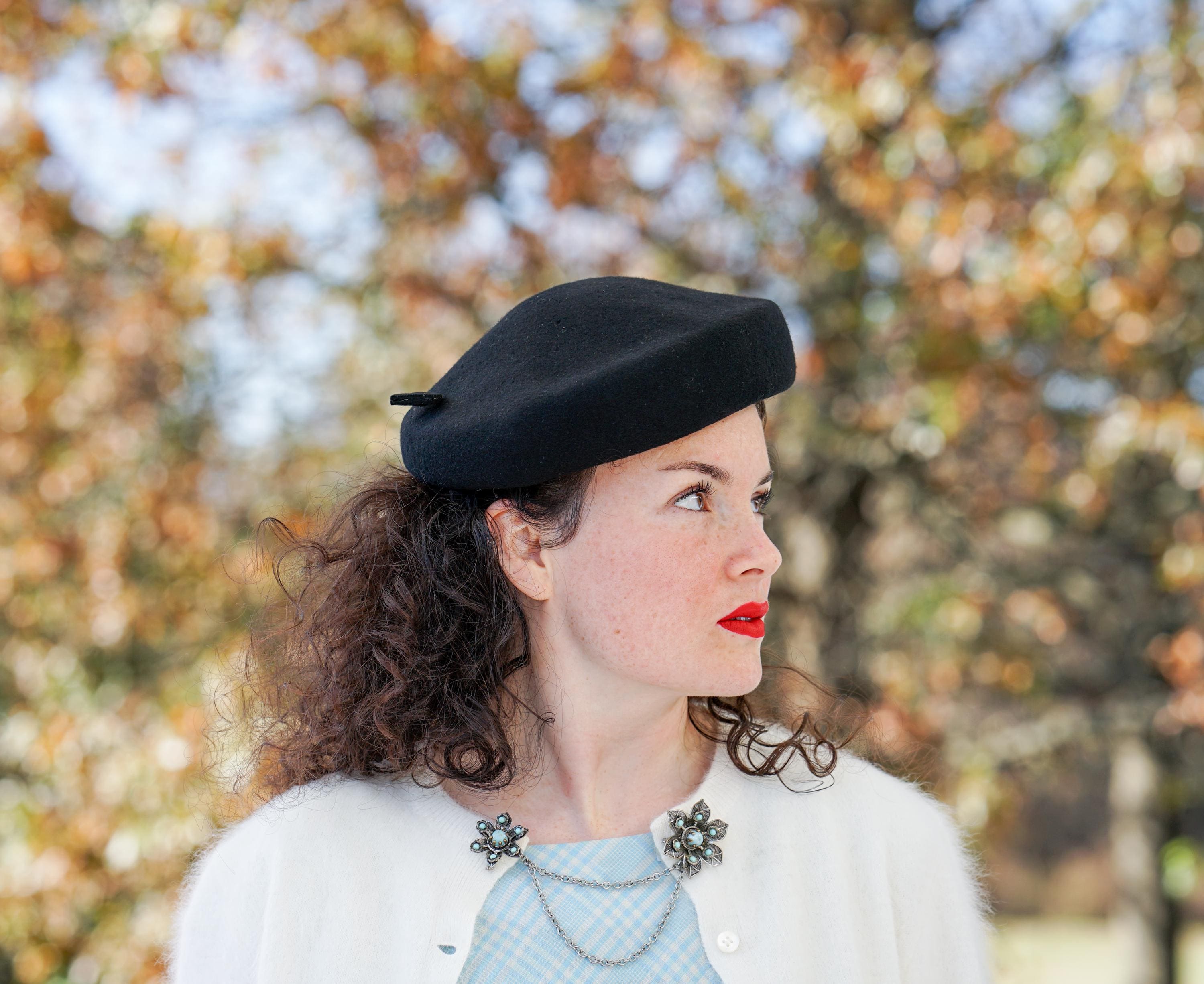 Vintage Wool Felt Beret Half Hat New With Tag: 1950s Women 