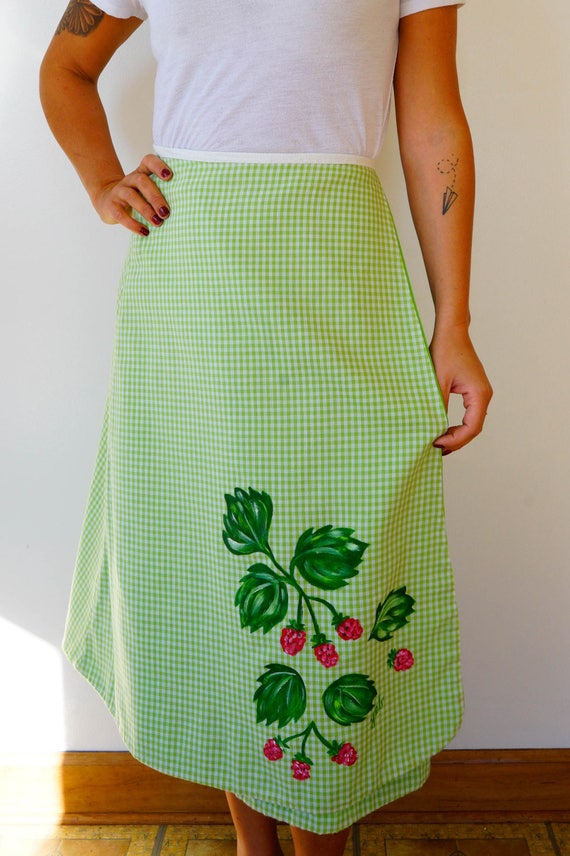 Free Shipping! Vintage Gingham Wrapped Skirt, Han… - image 8