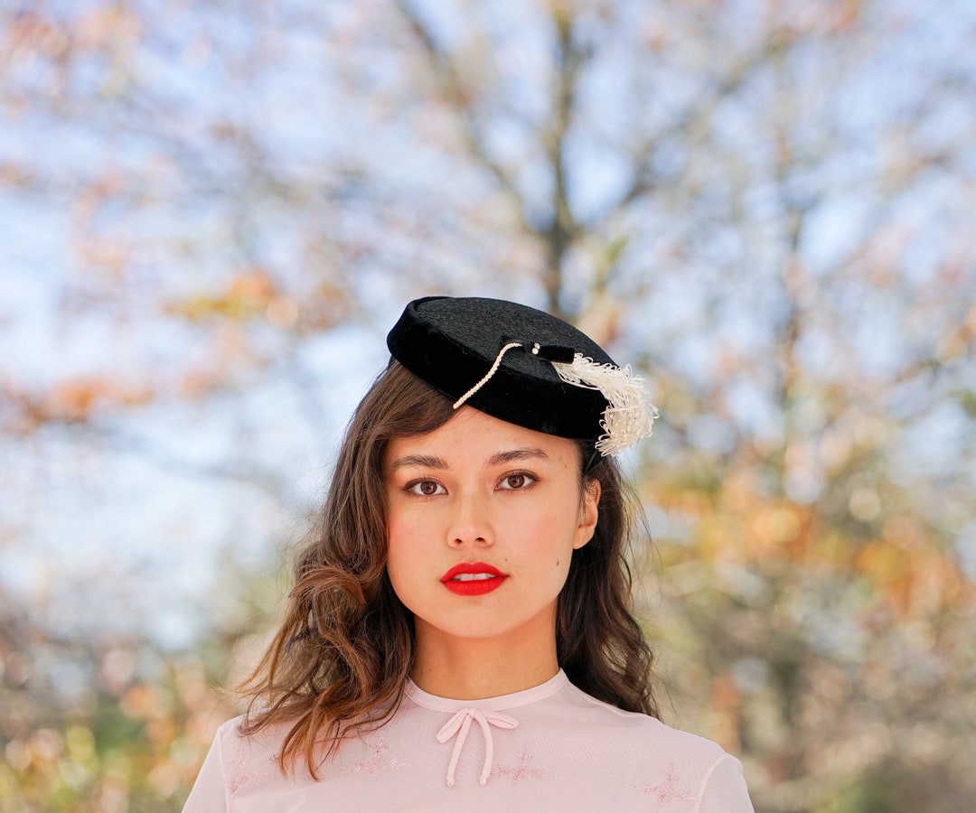 Vintage Straw Feather Half Hat, Vintage Hat, 1950s60s Hat, Cocktail Hat, Vintage Women Hat