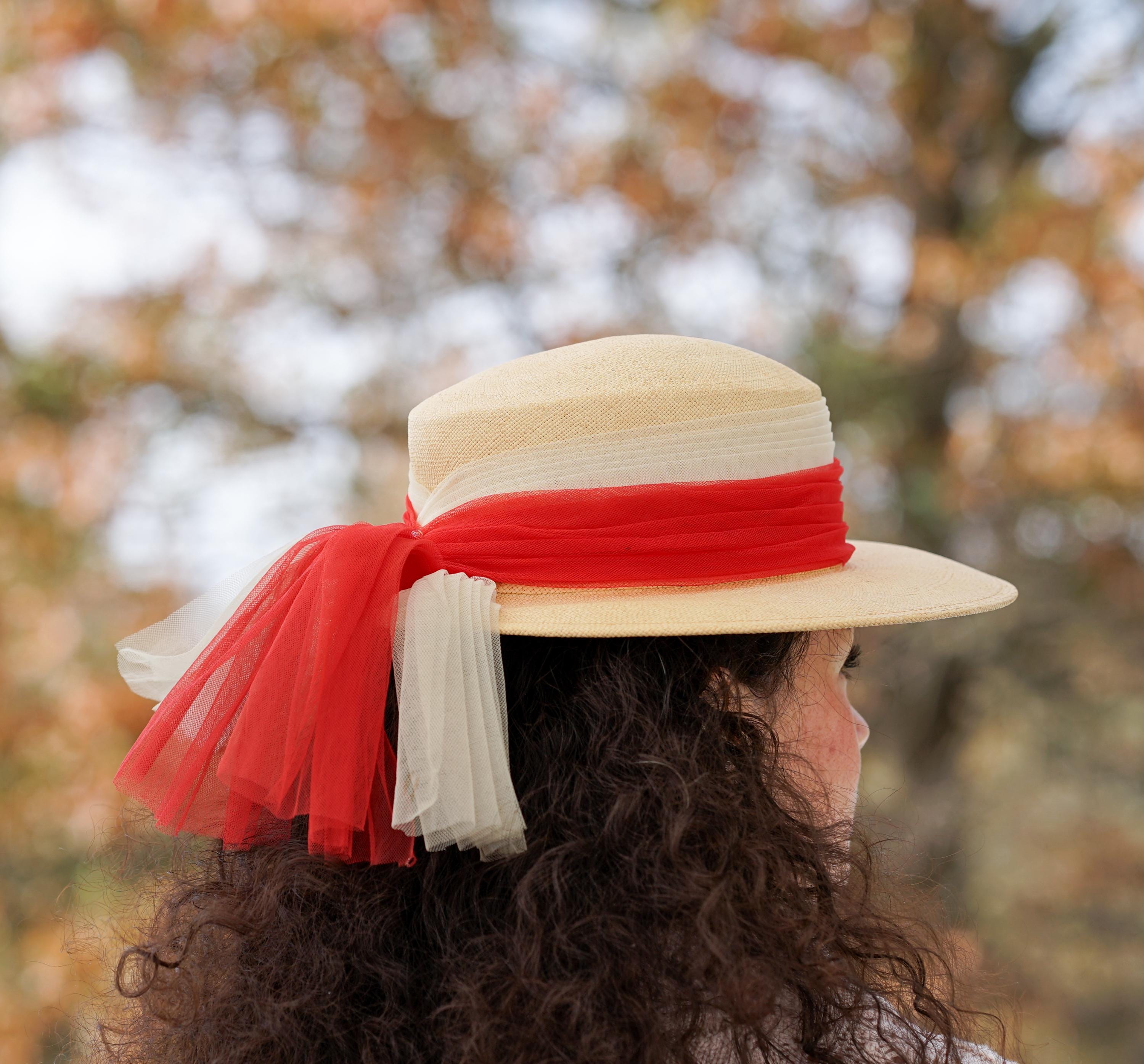 Vintage STETSON Straw Boater Hat, 1940s-50s Hat, Vintage Women Hat 