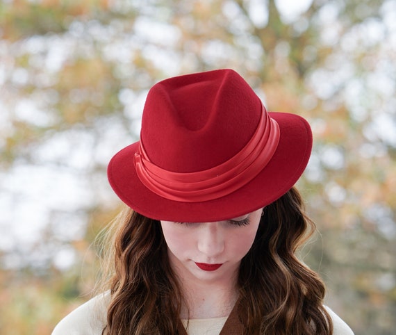 Vintage Wool Pork Pie Hat, Women Fedora Hat, 1960… - image 4