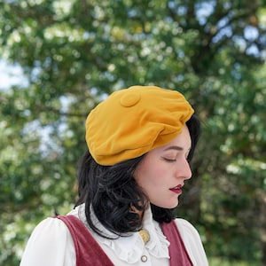 Béret en velours vintage, chapeau des années 1950, béret Tam, chapeau vintage pour femme, chapeau d&#39;Halloween d&#39;automne, chapeau Light Academia, chapeau parisien, chapeau Whimsigoth