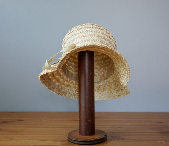 Vintage Straw Bucket Hat, 1950s-60s Hat, Vintage … - image 6