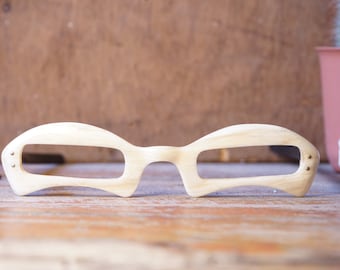 Anteojos vintage de los años 60/Marco abstracto de arte pop/Muy únicos y raros/Marco de textura de madera blanca/Anteojos de los años 60