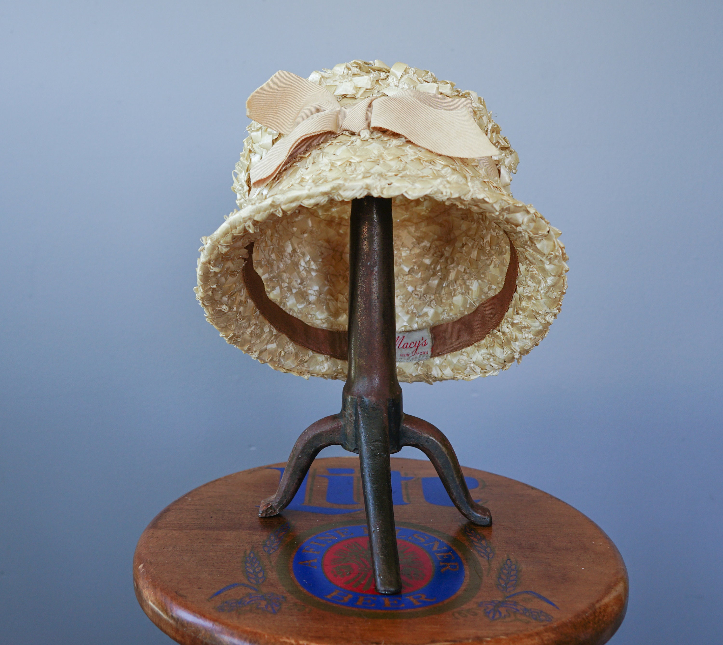 Vintage Straw Bucket Hat, Cloche Hat, 1950s-60s Hat, Vintage Hat
