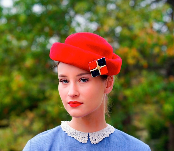 Vintage Wool Felt Breton Hat Hat Women 