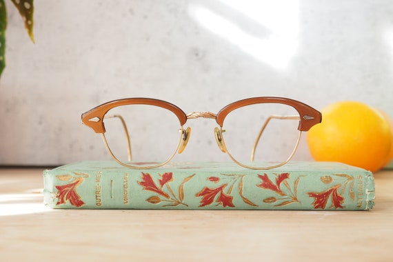 Vintage Eyeglass 1960s 12k gold filled cateye gla… - image 1